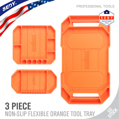 #ad 3 Pcs Non Slip Portable Flexible Tool Trays Wrench Socket Organizer Holder Mats $41.99