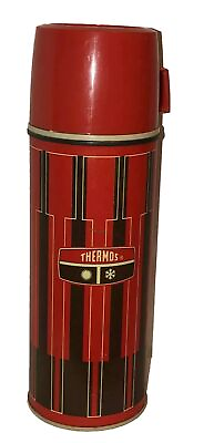 #ad Vintage Red Checkered Thermos￼ MCM $20.00