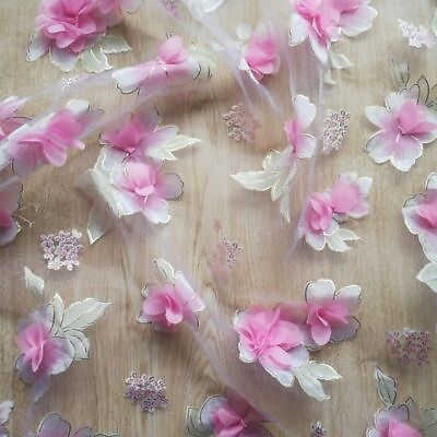 #ad Flower Lace Organza Fabric Dress Wedding Decoration DIY Sewing Craft Accessories $13.90