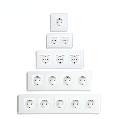 #ad Socket 16A 4 Colors Electric Wall Socket TemperedCrystal Panel Electrical Outlet $23.15
