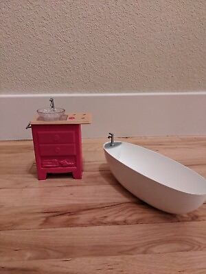 #ad Barbie House 2015 Replacement Vanity and Tub $10.99