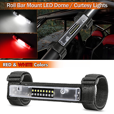UTV Interior LED Dome Light White Red 1 4quot; Roll Bar Mount Cage For Polaris CanAm $18.49
