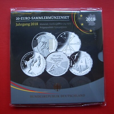 #ad 20 Euro Silber Sammler Gedenkmünzenset Deutschland 2018 PP im orig. Folder EUR 175.00