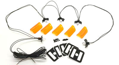 #ad Amber Lund Visor Cab Moon Sun Lens Kit Lenses Gaskets amp; LED Wiring Harness $149.95