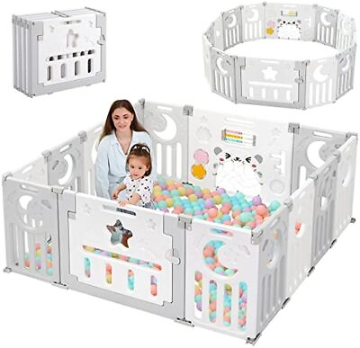 #ad Foldable Baby Playpen Kids 14 Panel Safety Play Center Yard Home Pen Fence Home $92.14