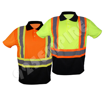 #ad Work Hi Vis T Shirt Short Polo High Visibility Reflective Tape Safety Class 2 $22.99