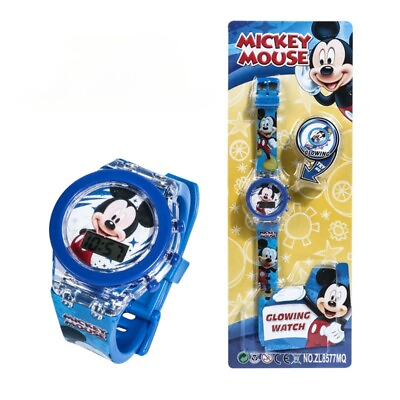 #ad Mickey Mouse Kids LED Flash Light Watch Digital Boys Cartoon Wristwatch $10.99
