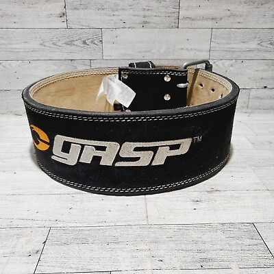 #ad GASP Power belt Double Prong Leather Weightlifting Belt $24.99