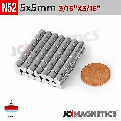 #ad 5mm x 5mm N52 Strong Cylinder Disc Rare Earth Neodymium Magnet 5x5mm $115.00