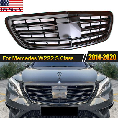 #ad Grille For Mercedes Benz W222 S Class 2014 2020 Gloss Black S560 S450 S600 Grill $184.30