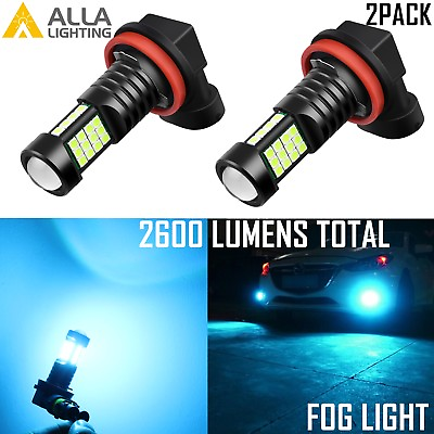 #ad Alla Lighting 2x 2600lm H16 Super Bright Ice Light Blue 3030 LED Bulbs Fog Light $22.98