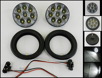 2 8 LED 4quot; Round Light Clear White Reverse Utility TecNiq LED Grommet Mount $23.99