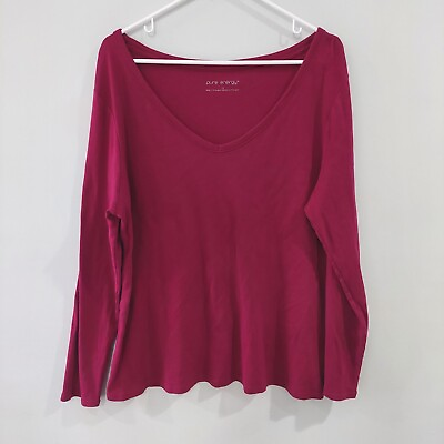 #ad Pure Energy long sleeve t shirt 1X fuchsia pink v neck $10.00