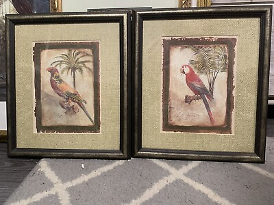#ad Set Of 2 John Richard Pagoda Frames w Parrots Prints Vintage Art✨ $200.00