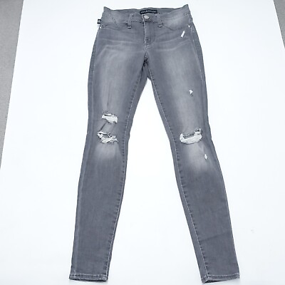 #ad Rock amp; Republic Jeans Women#x27;s 4 Gray Denim Distressed 5 Pocket Zip Fly Skinny $24.29