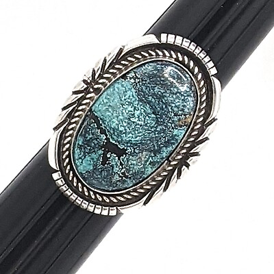 #ad Sterling Silver Large Spider Web Turquoise Gemstone 925 Signed Navajo Ring Sz 10 $149.97