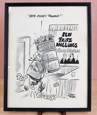 #ad Original Walt Lardner Political Cartoon 1968 South Carolina US Senate Election $70.00