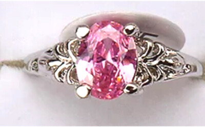#ad Sparkly Pink Gemstone Ring Size 6 From Estate Collection $5.99