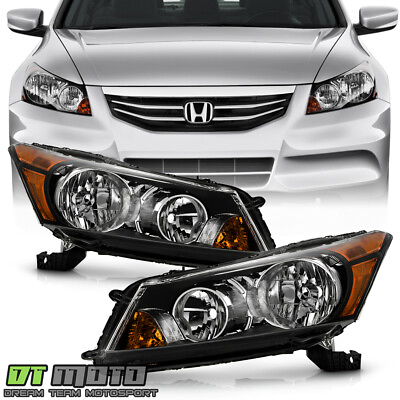 #ad For 2008 2012 Honda Accord 4 Door Sedan Black Headlights Headlamps LeftRight $86.99