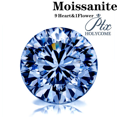 Loose Moissanite Stones Round 9Heartamp;1Flower Cut VVS1 Blue Color 3EX For Jewelry $199.00