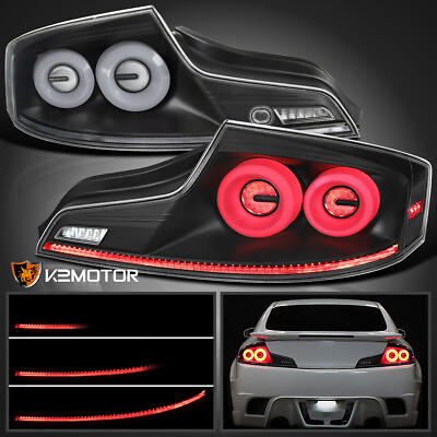 #ad Fits Black 2003 2007 Infiniti G35 Coupe LED Tail Lights Sequential Signal Lamps $324.38