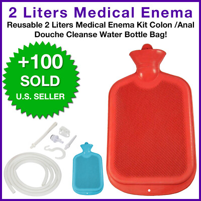 #ad 2 Liters Medical Enema Kit Colon Anal Douche Cleanse Water Bottle Bag Reusable $19.49