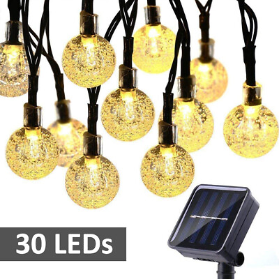 Solar Powered 30 LED String Light Garden Path Yard Decor Lamp Outdoor Waterproof $7.99