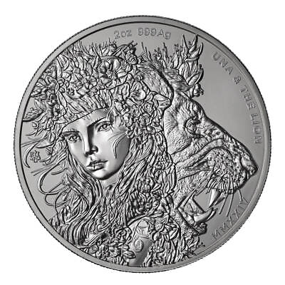 #ad 2024 St. Helena Modern Una and The Lion 2oz Silver Antiqued Coin $264.18