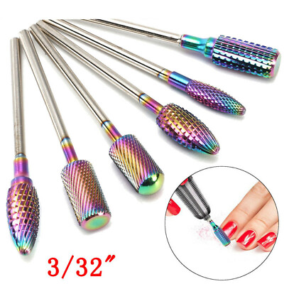 #ad 3 32#x27;#x27; Rainbow Carbide Nail Drill Bits For Acrylic Nail Cuticle Cleaner Manicure $10.79
