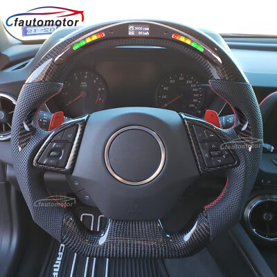 #ad Carbon Fiber LED Perforated Steering Wheel Fit 16 Chevrolet Camaro with Heated $699.00
