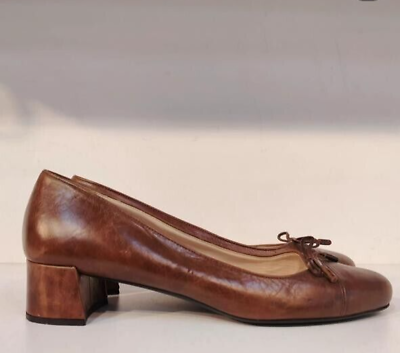 #ad Prada Ladies Shoes Brown Leather Pumps Size 10. Vintage Prada $225.00