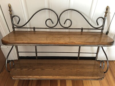 #ad Charleston Forge Industrial Wrought Iron amp; Wood Wall Shelf 30” X 25” X 10quot; Deep $364.50