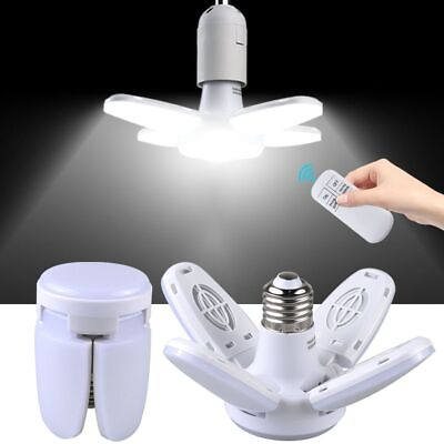 #ad Bulb Fan Blade Timing Lamp E27 LED Foldable Bulb Home Ceiling Light With Remote $25.41