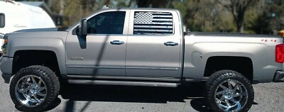 #ad Chevy GMC TRUCK CREW CAB Window TATTERED American Flag Decal Graphic both sides $56.95