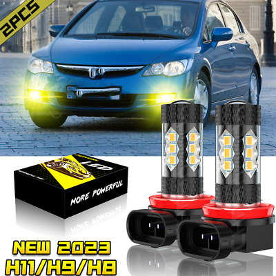 #ad Super Bright H11 H8 LED Fog Light Conversion Kit High Power Bulbs 3000K Yellow $9.99