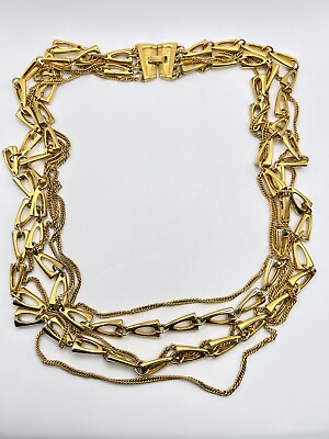 #ad Trifari Gold Multi Strand Layered Necklace $21.99