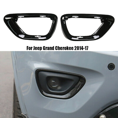 #ad Front Fog Light Cover Fog Lamp Frame Trim For Jeep Grand Cherokee 2014 17 Black $16.39