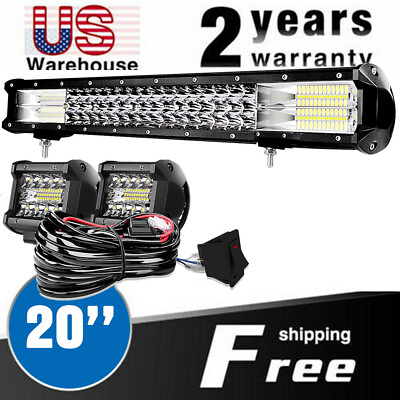 #ad LED Light Bar 20 Inch 126W Spot Flood Combo Light with Wiring Harness 4#x27;#x27;Pods $45.00