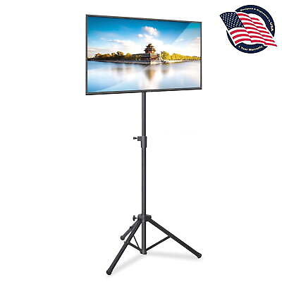 #ad Pyle Foldable Portable Adjustable Height Steel Tripod Flatscreen TV Stand Black $35.00