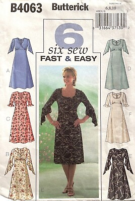 #ad Butterick Misses#x27; Dress Pattern B4063 Size 6 10 UNCUT $6.99