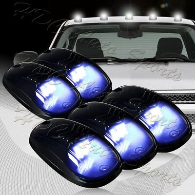#ad 5pcs Roof Top Cab Marker Running LED Strobe Lights Set Smoke Lens White Warning $31.99