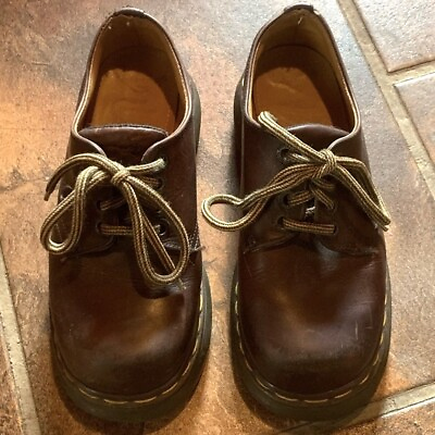 #ad Dr Martens Vintage Brown Leather Chunky Shoes UK 4 Made In England AW004 $85.00