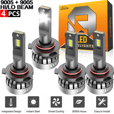 #ad LED Headlight Bulbs Combo Kit 9005 HB3 High Low Beam 6500K White Super Bright $59.99