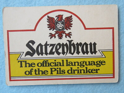 #ad Beer Coaster: Satzenbrau Brewery quot;Useful Phrase to Help The Pils Drinkerquot; $4.97