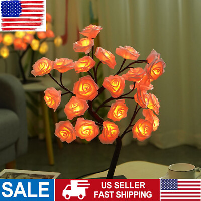 #ad Flexible LED Rose Tree Table Lamp LED Rose Flower Fairy Tree Light Christmas $17.14