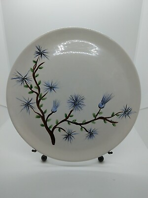 #ad Handpainted Plate Tree Branch Blue Flowers Signed 10quot; Decor $14.99