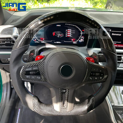 #ad LED Carbon Fiber Steering Wheel Fit BMW F40 F44 G20 G28 G80 G38 G30 with CF Trim $699.00