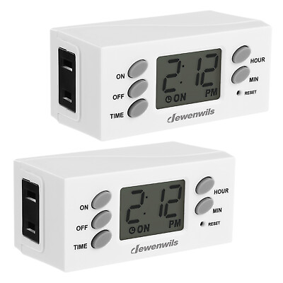 #ad DEWENWILS 2 Pack Light Timer Digital Programmable Plug in Lamp Timer Switch $17.99
