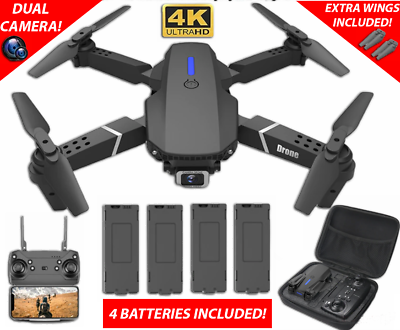 #ad 2024 New RC Drone With 4K HD Dual Camera WiFi FPV Foldable Quadcopter 4 Battery $20.99