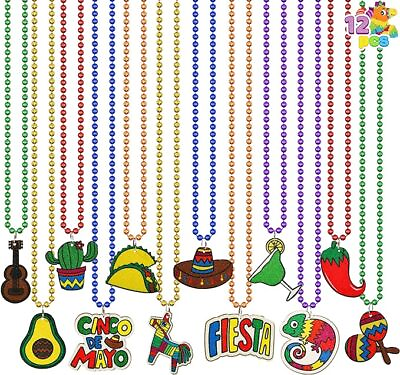 #ad 12PCS Cinco de Mayo Necklaces Bead for Fiesta Decorations Mexican Theme Festival $36.99